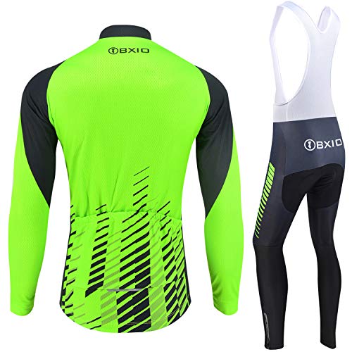 BXIO Ropa Ciclismo Hombre Invierno, Maillot Ciclismo Térmico y Manga Larga con 3 Bolsillos Traseros, Pantalones Ciclismo, Mallas, Trajes Bicicleta Bicicleta Montaña