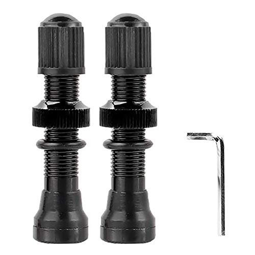 Bzocio Schrader Un/V - 2 válvulas de 40 mm, tetinas de biberón anodizadas fabricadas con CNC para llantas sin cámara para bicicleta de carretera, color negro