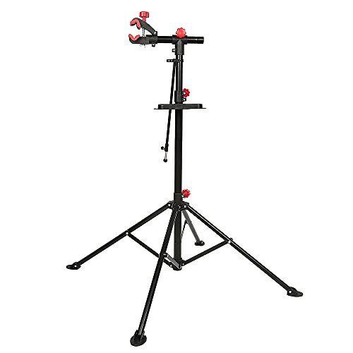 Caballete Bicicleta Soporte para Reparación de Bicicletas, Caballete de Montaje Estable, Altura Ajustable 108-190 cm, Soporte para Bicicletas de Taller Giratorio de 360°, Máx. 30 kg (Rojo Negro)