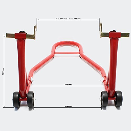 Caballete modelo trasero para moto rojo carga máxima de 450 kg eje trasero