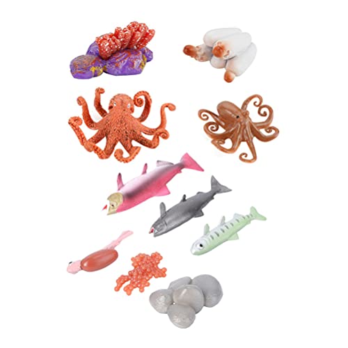 cabilock 2 Juegos de Ciclo de Vida de Animales Marinos Modelo de Ciclo de Vida de Salmon Figura de Ciclo de Crecimiento de Pulpo Figurita Peces Aprendizaje Educación Conjunto Juguetes para