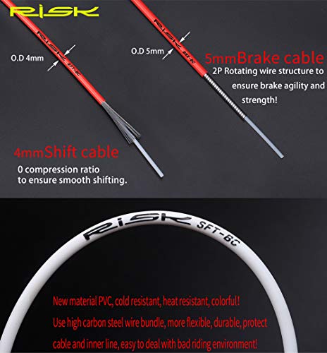 Cable de Cambio de Freno Universal básico cyceharth, Tubos de alojamiento para montaña MTB Road Sram Shimano, Engranaje de Bicicleta, Juego de Cables de Repuesto Delantero Trasero (Brake Cable Kit)