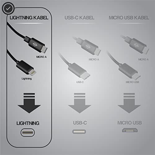 Cable de carga Lightning para bicicleta eléctrica Bosch Intuvia, Kiox, Nyon (antiguo), pantalla de 35 cm de longitud, función OTG, micro USB A para ordenador de bicicleta