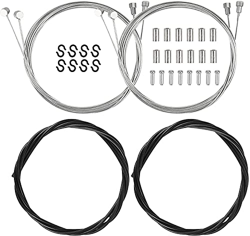 Cable Freno Bicicleta CHALA 2 Juegos Cable de Freno y Carcasa de Bicicleta, Cable de Interruptor de Reserva Universal No Es fácil de Oxidar para MTB de Todas Marcas Bicicletas (Negras, Plateadas)