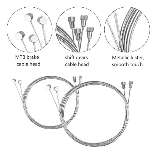 Cable Freno Bicicleta CHALA 2 Juegos Cable de Freno y Carcasa de Bicicleta, Cable de Interruptor de Reserva Universal No Es fácil de Oxidar para MTB de Todas Marcas Bicicletas (Negras, Plateadas)