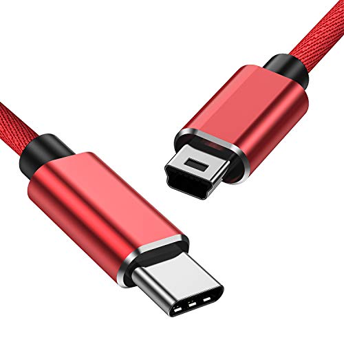 Cable Mini USB 5 Pines a Tipo C 1M Rojo,Cable USB C a Mini B,Adaptador Alta Velocidad,Cable Convertidor OTG Compatible con MacBookAir iPadPro iMacPro, LenovoYoga HP Dell XPS Chromebook Cámara Digital
