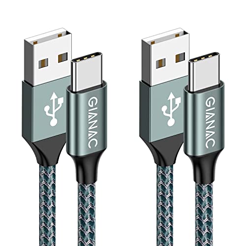 Cable USB Tipo C, [2Pack 2M] 3A Cargador Tipo C Nylon Trenzado Carga Rápida y Sincronización Cable USB C para Samsung S10/S9/S8/Note 10/Note 9, Huawei P30/P20/Mate 20,Xperia XZ