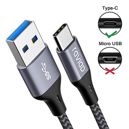 Cable USB Tipo C, RAVIAD Cable USB C a USB 3.0 Cable Tipo C Carga Rápida y Sincronización Compatible con Galaxy S10/S9/S8/Note 10, Huawei P30/P20, Mi A1/Mi A2 y más - 1M, Gris
