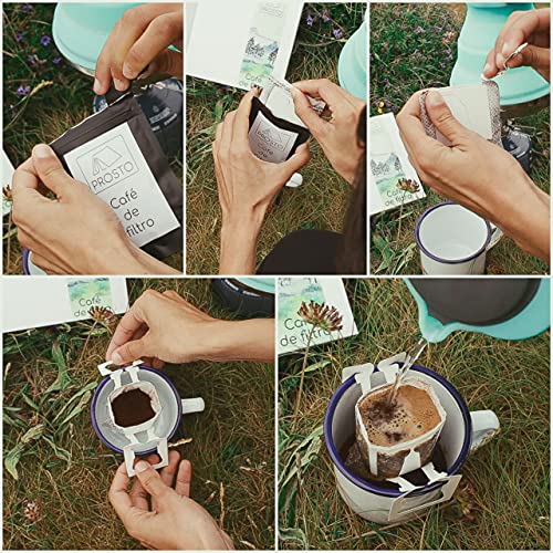 Café de filtro de bolsillo para camping, actividades y ocio al aire libre | Café molido de tueste natural (6 unidades)