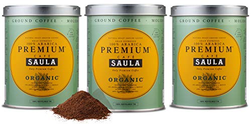 Café Saula Premium Ecológico 100% arábica molido - Pack 3 botes de 250 gr