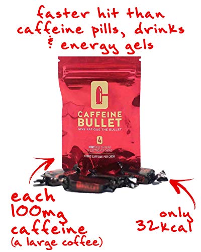 Caffeine Bullet 16 caramelo de menta: superan a los gel energéticos, cafeina chicle y cápsulas. Nutrición deportiva con electrolitos para correr maraton, ciclismo, gimnasio y entrenamiento resistencia