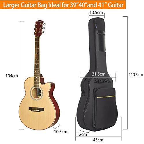 CAHAYA Funda de Guitarra Universal Acolchada Suave Versión Actualizada de 8mm con 2 Bolsillos para Guitarra Acústica y Clásica con Tamaño Más Grandes para Guitarra de 39/40/41 Pulgadas Modelo CY0152