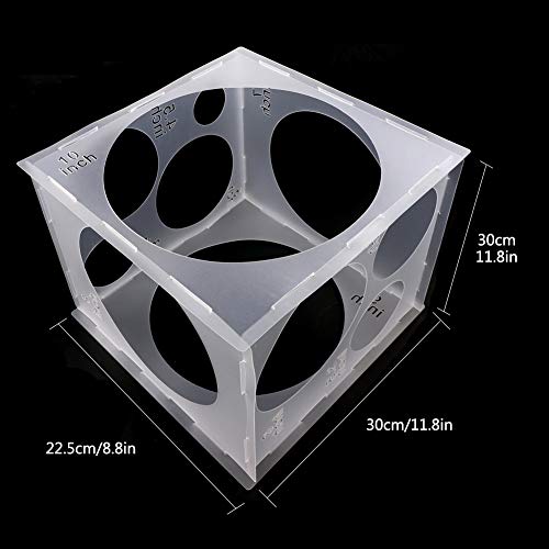 Caja de Cubo de Tamaño de Globo Plástico Plegable de 11 Agujeros Herramienta de Caja de Medición de Globos para Decoraciones de Cumpleaños Boda Fiesta