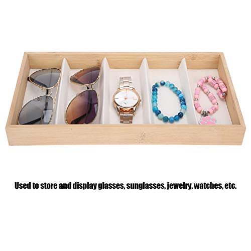 Caja de Gafas, Vitrina de Gafas de Sol 5 Rejillas de Madera para Joyería para Gafas Tienda para Tienda de Relojes(blanquecino)