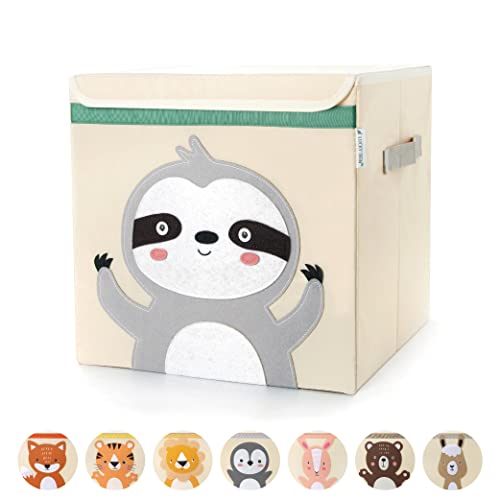 Cajas Almacenaje Infantil Caja Organizadora Cubo Plegable Caja de Tela Cuadrada con Tapa Baúl Juguetes Impermeable Cubo Organizador Cuarto de Niños - 33x33x33 cm , Folivora