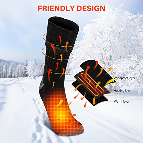 Calcetines Calefactables para Hombres Mujeres,Calcetines Eléctricos Batería Recargable Calcetines con 3 ajustes de Calor Calcetines Térmicos de Invierno para Camping,Pesca,Ciclismo, Esquí,Tamaño Libr