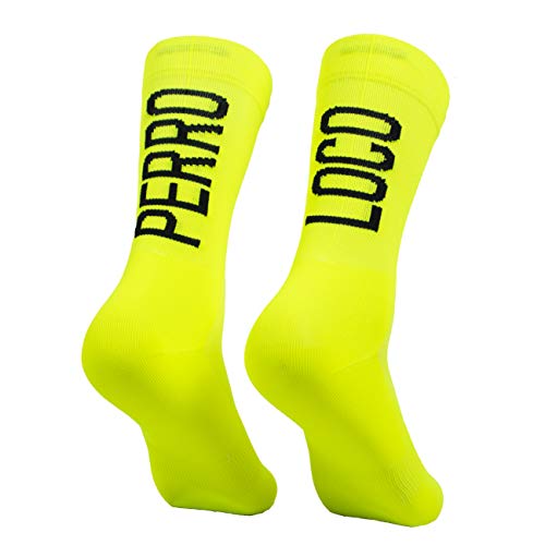 Calcetines Ciclismo Ultra Finos Compresivos Verano Transpirables Antibacterianos Compresión. Diseñados en Murcia. Fabricados en España. Ultralight. (Amarillo, 40-42)