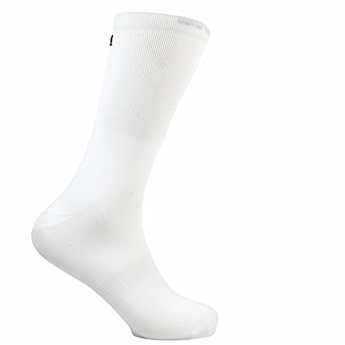 Calcetines de Ciclismo Altos Unisex Classy White Blancos, Transpirables, Ciclismo en Ruta, Ciclismo de Montaña, Spinning, Calcetines Ciclismo Caña Alta (37-39)