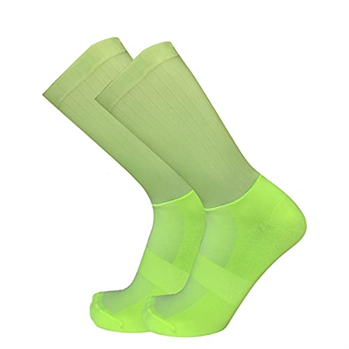 Calcetines de Ciclismo de Silicona Antideslizante Bicicleta Racing Aero Calcetines al Aire Libre Running Socks Socks (Color : A White, Size : For Adults)