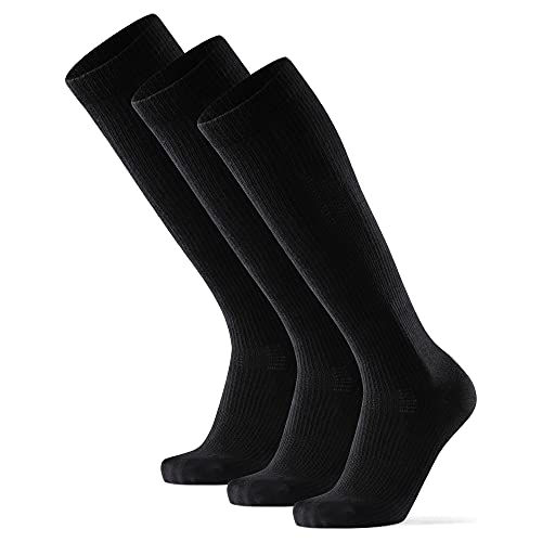 Calcetines de Compresión de Algodón Orgánico, para Mujer y Hombre, para Deporte, Running, Varices, Recuperación, Embarazo, Circulación Sanguínea, Vuelos, Trombosis, Enfermeras, Médicos, 1 y 3 Pares (3 x Negro, EU 39-42)