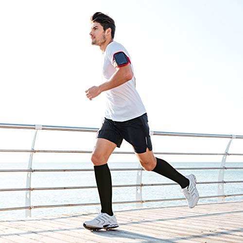 Calcetines de Compresión para Hombres y Mujeres - Medias de Compresion para Deporte - Maratones - Enfermeras - Estrés tibial Interior - Durante Embarazo (L/XL (42-47), Negro (sin logotipo))