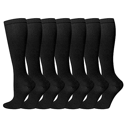 Calcetines de compresión para mujeres y hombres, 7 pares de medias de compresión médicas 15-20 mmHg Calcetines de soporte para atletismo, venas varicosas, correr, ciclismo, senderismo, vuelo