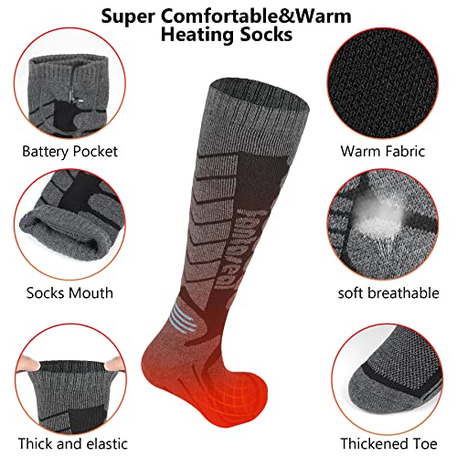 Calcetines Electricos Calefactables Termicos Frio Extremo Mujer y Hombre Invierno, Perdurable Electricidad y Calor Instantáneo con 2x4000mAh Batería Recargables, Deporte Cilismo Camping Esqui Pesca