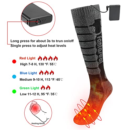 Calcetines Electricos Calefactables Termicos Frio Extremo Mujer y Hombre Invierno, Perdurable Electricidad y Calor Instantáneo con 2x4000mAh Batería Recargables, Deporte Cilismo Camping Esqui Pesca