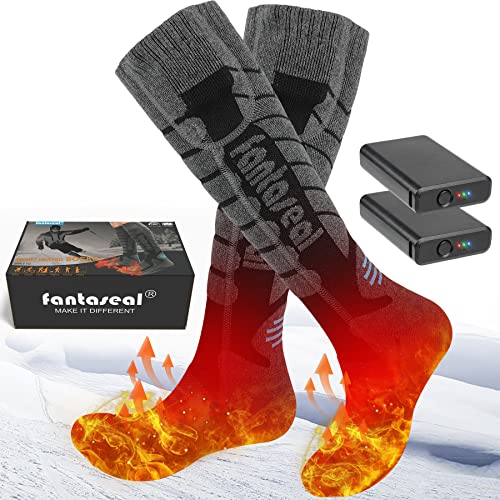 Calcetines Electricos Calefactables Termicos Frio Extremo Mujer y Hombre Invierno, Perdurable Electricidad y Calor Instantáneo con 2x4000mAh Batería Recargables, Deporte Cilismo Camping Esqui Pesca