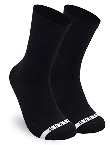 Calcetines para Ciclismo, MTB y Running de Caña Alta para Hombre y Mujer – No Pain No Gain Black (S-M)