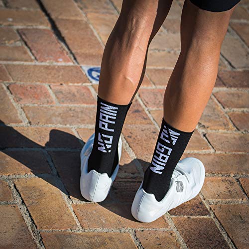 Calcetines para Ciclismo, MTB y Running de Caña Alta para Hombre y Mujer – No Pain No Gain Black (S-M)
