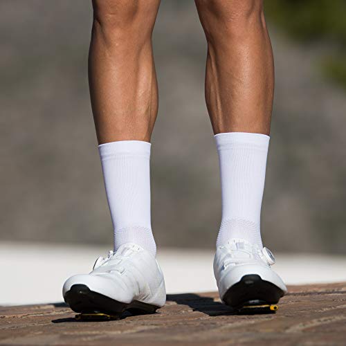 Calcetines para Ciclismo, MTB y Running de Caña Alta para Hombre y Mujer – No Pain No Gain White (S-M)