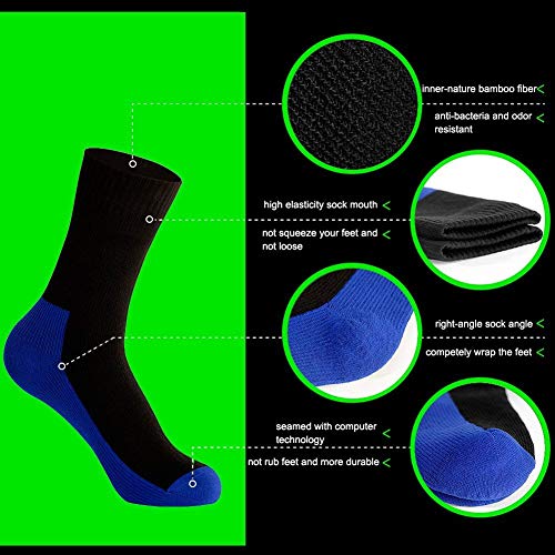 Calcetines transpirables e impermeables libre como golf, jogging, ciclismo, senderismo o excursionismo. Evitan que la piel se humedezca gracias a la tecnología COOLMAX® CORE(Azul & Negro, Mediana)