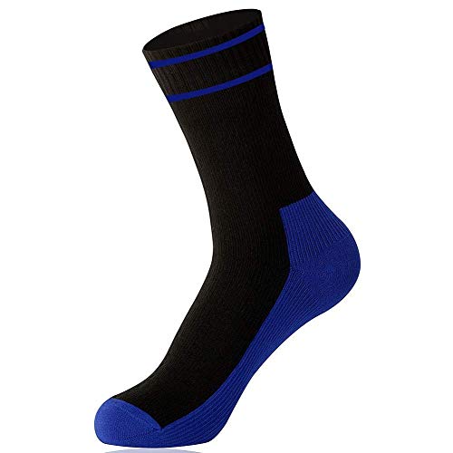 Calcetines transpirables e impermeables libre como golf, jogging, ciclismo, senderismo o excursionismo. Evitan que la piel se humedezca gracias a la tecnología COOLMAX® CORE(Azul & Negro, Mediana)