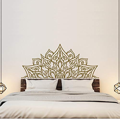 Calcomanía de pared de cabecera para dormitorio，decoración de dormitorio，cabecera，cama doble，media mandala，vinilo，adhesivo para pared，papel tapiz A3 128X57CM