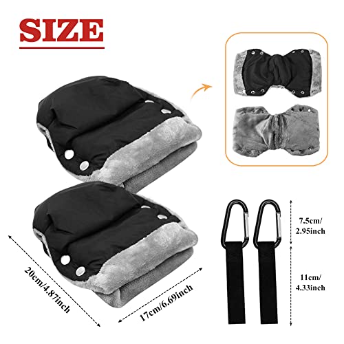 Calentadores de manos para cochecito, Guantes de Silla de paseo negro de invierno tamaño universal para cochecito de bebé impermeable regalo para niños pequeños para nuevas madres