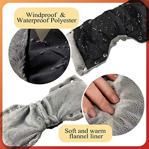 Calentadores de manos para cochecito, Guantes de Silla de paseo negro de invierno tamaño universal para cochecito de bebé impermeable regalo para niños pequeños para nuevas madres
