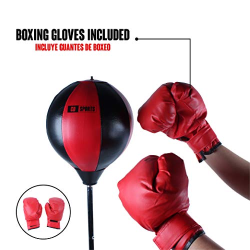 Calma Dragon, Punching Ball Adultos, Saco de Boxeo, Práctica de Boxeo, Altura Ajustable, Bola de Velocidad de Pie, Set de Boxeo para Adultos, con Guantes, Entrenamiento, Pelota, Color Rojo y Negro