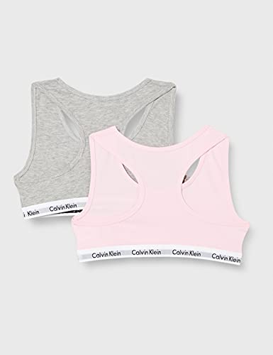 Calvin Klein 2PK Bralette, Ropa Interior para Niñas, Gris (Grey Htr/Unique 901), 146