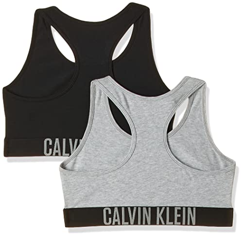 Calvin Klein 2Pk Bralette Sujetadores, 1 Grey Heather/1 Black 029, 12-14 Años (Pack de 2) para Niñas