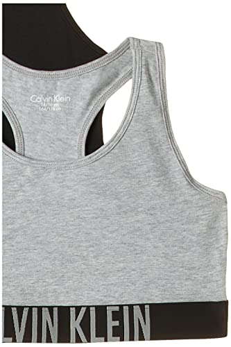 Calvin Klein 2Pk Bralette Sujetadores, 1 Grey Heather/1 Black 029, 12-14 Años (Pack de 2) para Niñas