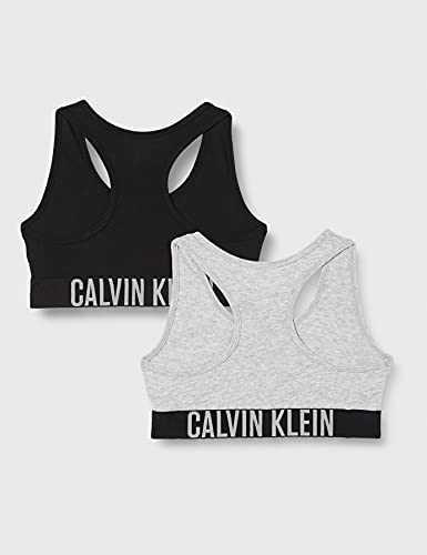 Calvin Klein 2Pk Bralette Sujetadores, 1 Grey Heather/1 Black 029, 12-14 Años (Pack de 2) para Niñas
