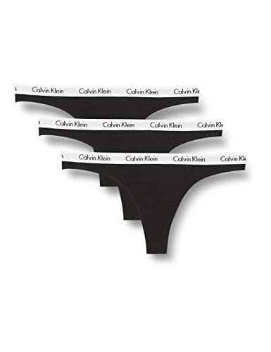 Calvin Klein 3Er-Pack Strings-Carousel Tanga, Negro (Black 001), S 3 para Mujer