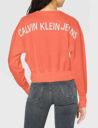 Calvin Klein Institutional Back Logo Cn Suéter, Island Punch, XS para Mujer