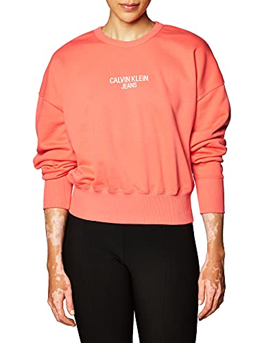 Calvin Klein Institutional Back Logo Cn Suéter, Island Punch, XS para Mujer