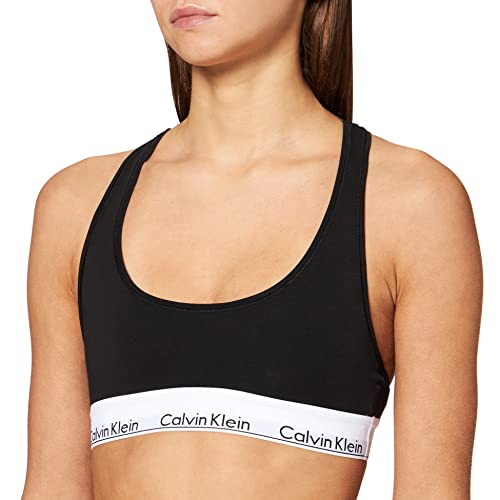 Calvin Klein Modern Cotton Unlined Bralette Sujetador Deportivo, Negro (Black 001), S para Mujer