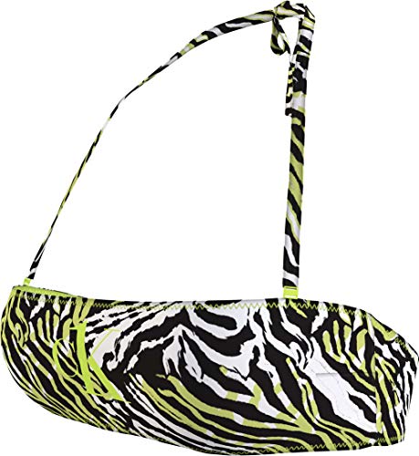 Calvin Klein Straight Bandeau-RP-Print Parte Superior de Bikini, Tangled Tiger Direct Green, S para Mujer