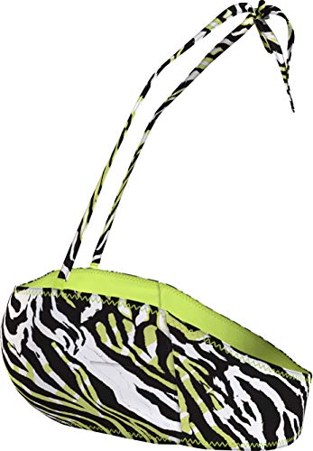 Calvin Klein Straight Bandeau-RP-Print Parte Superior de Bikini, Tangled Tiger Direct Green, S para Mujer