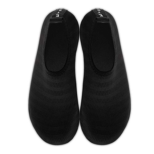 Calzado para Agua Descalzo, de Secado rápido, sin Cordones, Calcetines acuáticos para Yoga, Playa, Surf y natación(Negro LXY,44-45 EU)