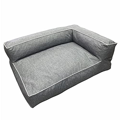 Cama Colchoneta Sofá para Perro Pequeño o Mediano con Funda Desenfundable, Lavable Y Revestimiento Impermeable - Cojín Perro con Copos Viscoelástica, Gris , Talla S